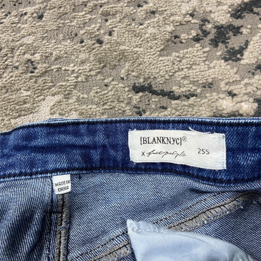 Blank Nyc X Free People Jeans Womens 25 Blue Denim Stretch High Rise Mini Flare - Picture 7 of 10